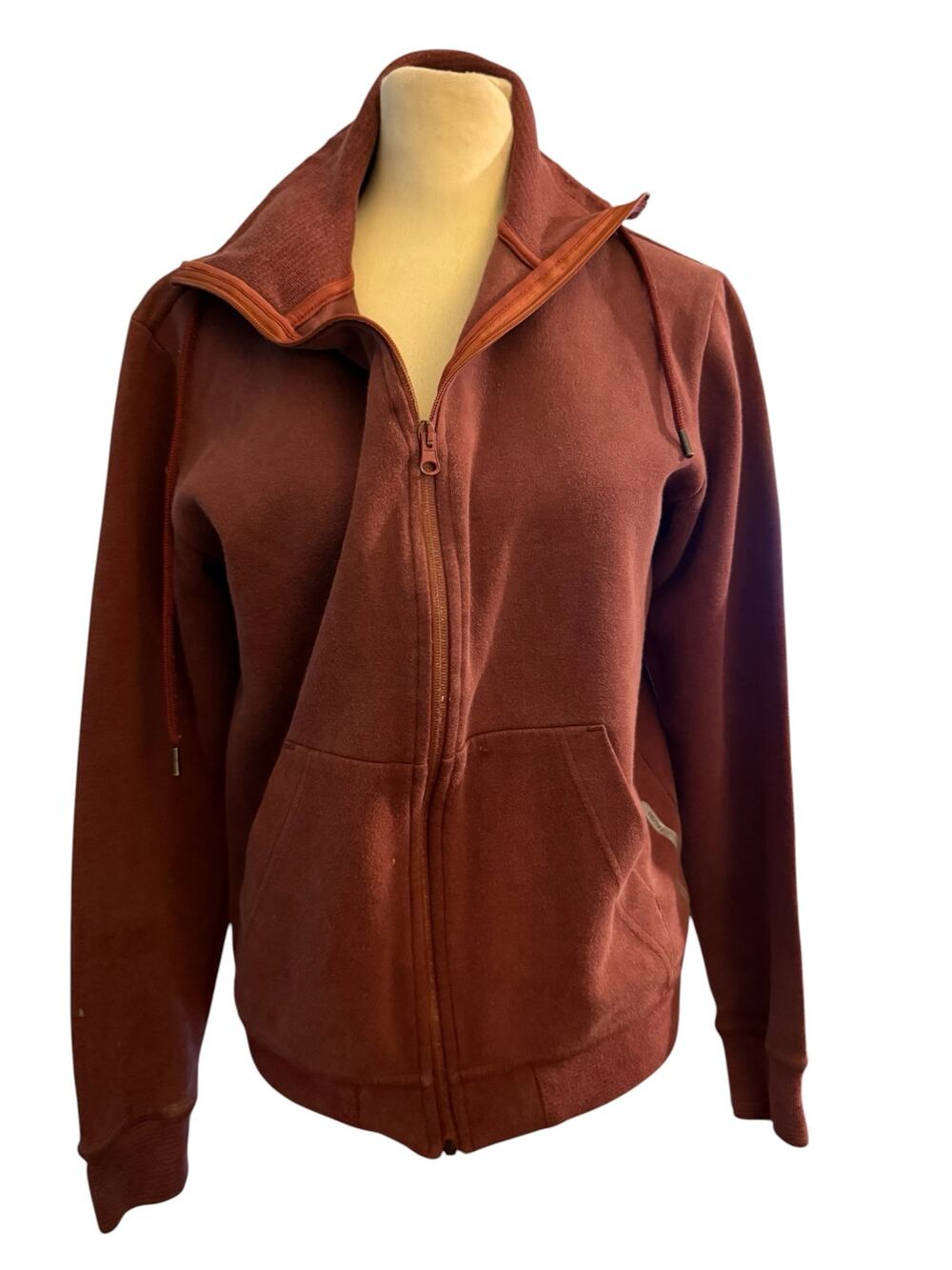 AlphaTauri Simo Zip Jacket, Burgundy, High Collar Drawstring, Men Medium